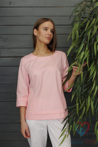 Блуза «Лодочка», розовая