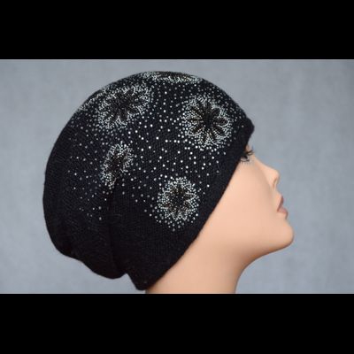 Красивый берет женский с украшениями Сваровски Vizio Италия 5883 вязаный