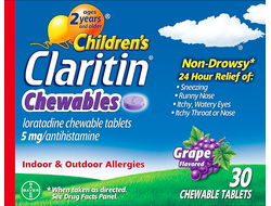 Claritin Chewables 24HR Children Allergy - АНТИГИСТАМИННЫЕ ЖЕВАТЕЛЬНЫЕ ТАБЛЕТКИ ДЛЯ ДЕТЕЙ ОТ 2Х ЛЕТ