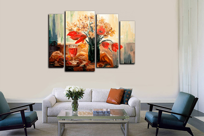 Модульная картина "Цветы и вино"