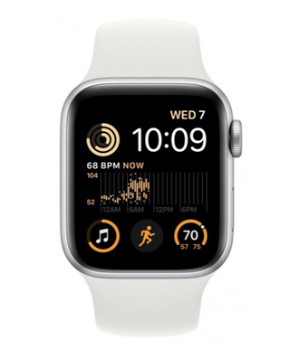 ЧАСЫ APPLE WATCH SE 2 GPS 44ММ M/L КОРПУС ИЗ АЛЮМИНИЯ СЕРЕБРО + РЕМЕШОК БЕЛЫЙ