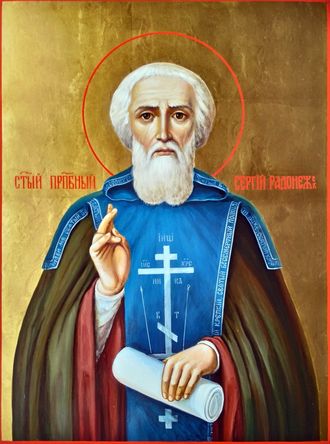 Сергий Радонежский, святой преподобный. Рукописная икона.