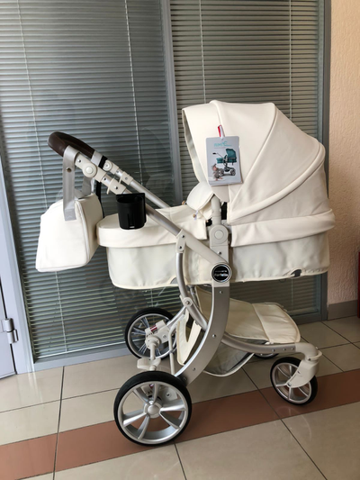 Детская коляска 2 в 1 Farfello Aimile Original Молочный Экокожа