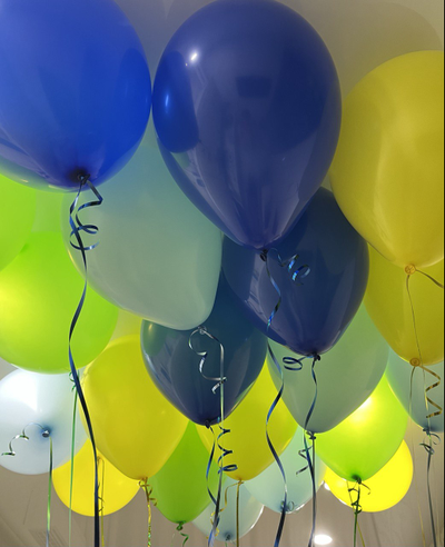 Шары голубой, синий, жёлтый, зелёный 20 штук под потолок