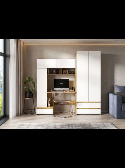 Некст 1 Стол компьютерный Дуб золотой/Белая шагрень