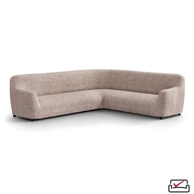 Чехол на классический угловой диван Микрофибра  Мираж Бежевый. Защита мягкой мебели от животных.