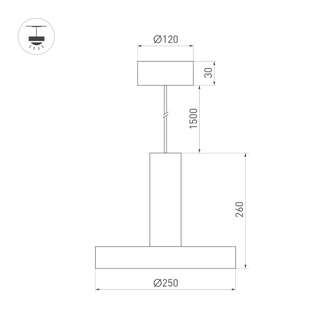 Светильник Arlight SP-ERIC-R250-8W (BK, 120 deg, 230V)