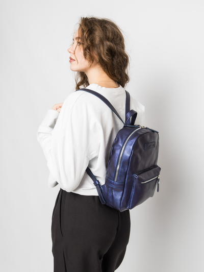 Женский кожаный рюкзак Anzolla Premium blue chameleon 
(арт. 3040-58)