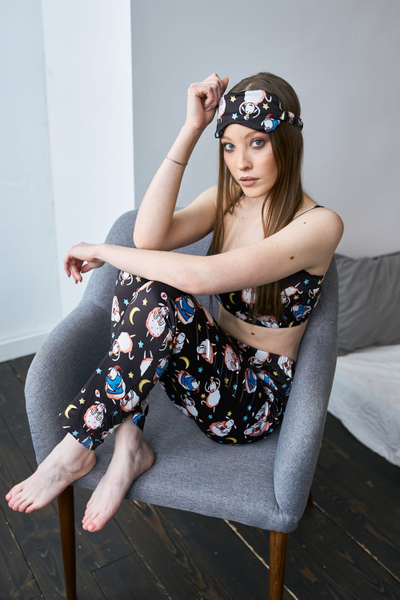 Шёлковая пижама "Sleep Party" - короткий топ