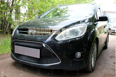 Защита радиатора Ford C-MAX (II) 2010-2015 (2 части) black