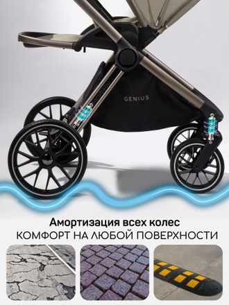Коляска 3в1 Amarobaby Genius Бежевый