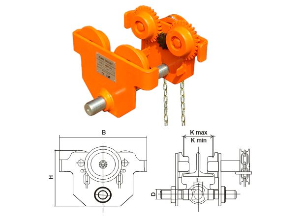 Тележка передвижения тали с ручным приводом GCL-С чертеж
