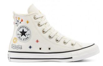 Кеды Converse All Star белые высокие с вышивкой