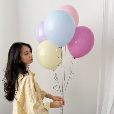 5 разноцветных гелиевых шариков с обработкой HiFloat