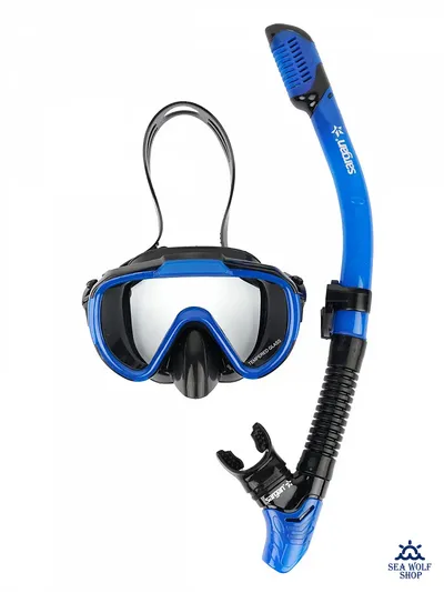 Маска с трубкой Sargan "ДАЙВА-С" черный/синий