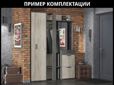Эдинбург Прихожая *С 1000х2000х355 Железный камень/Крафт серый