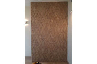 Стеновая панель из массива дуба "Реечные ромбики", артикул ST-1029, г. Москва