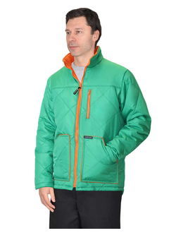 Куртка ПРАГА-Люкс зеленое яблоко (подкладка оранжевый флис)