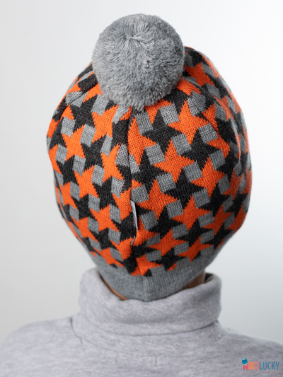 Шапка  21201-07, цвет серый,оранжевый р. 54-56