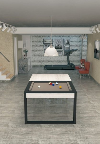 Комплект 2 в 1  Weekend «Pride» — бильярдный обеденный стол для пула 7 ф + 4 стула (беленый дуб, столешница, аксессуары + сукно)