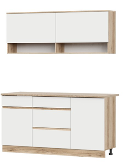 Брауни 1,6м кухонный гарнитур Дуб Делано/Белый