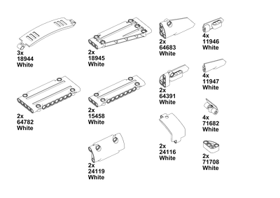 Комплект оригинальных панелей LEGO Technic 31 шт., White