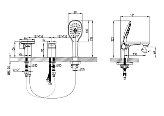 Смеситель на борт ванны Shift LM4347C