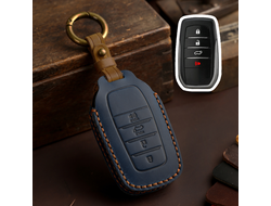 Чехол из синей кожи для ключа Toyota Sequoia, Tundra, Venza с 2021 года выпуска с 4 кнопками