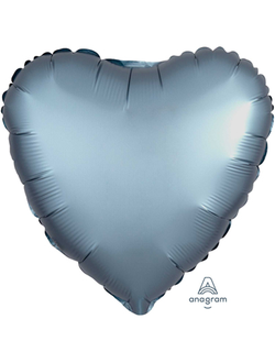 Шар Сердце , Сатин Люкс, Стальной Синий