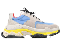 Кроссовки Balenciaga Triple S Nylon Suede Greu Blue
