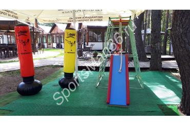 ДСК РАННЕГО РАЗВИТИЯ PLASTEP БОГАТЫРЬ 170 МЕТАЛЛ - цвет фисташковый, перекладины - цветные + НАДУВНАЯ ГРУША ABSOLUTECHAMPION 150 и 130  см