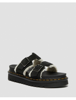 БОСОНОЖКИ DR. MARTENS MYLES SUEDE FUR-LINED BUCKLE SLIDE