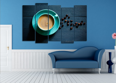 Модульная картина "Бирюзовая чашечка кофе"