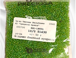 Бисер чешский PRECIOSA круглый 10/0 51430 салатовый радужный