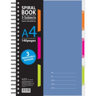 Бизнес-тетрадь 140л, кл, А4, SPIRAL BOOK Синий, с разделителями 84101