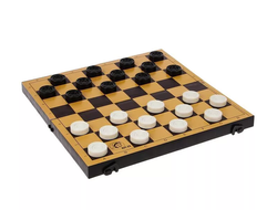 Шашки с шахматной доской пластик (высота 28 мм)