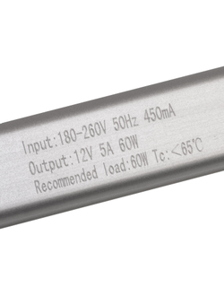 Блок питания 60W 12V IP22 Long (12V/5A/60W) (4LED/IP22 сетка/1 год)