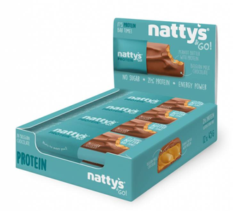 Батончик арахисовый Nattys Go PRO с протеином и молочным шоколадом 45 гр