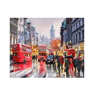 4680203170210  Картина по номерам Alingar, 	AL9227&quot;Лондон под дождем&quot;,  40х50 см, 22 цвета,с акриловыми красками, холст,  		89667