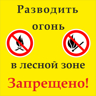 Знак &quot;Разводить огонь в лесной зоне запрещено!