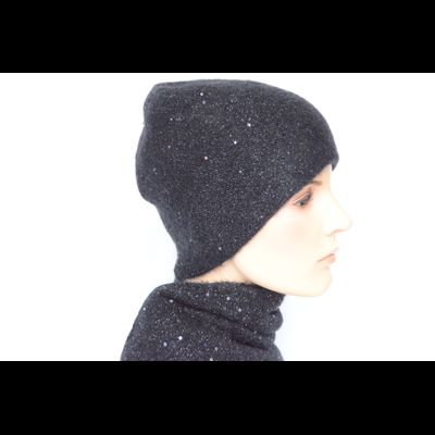 Черная женская шапка с пайетками Vizio Италия 8058 CY
