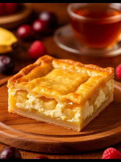 Пирог с творогом и бананом