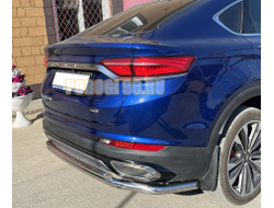 Защита заднего бампера угловая большая двойная d60/42 для Geely Tugella (2021-...)