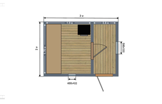Каркасная баня 2х3 м