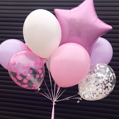 Шар (18''/46 см) Звезда, Розовый, Макарунс