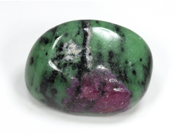 Корунд красный в цоизите, галтовка (светится в УФ), Танзания (29*20*16 мм, 19 г) №35188