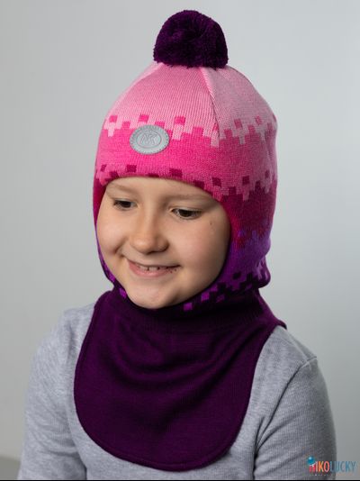 Шапка-шлем  20101-06, цвет сливовый,сиреневый,розовыйр. 48-50