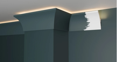 Потолочный плинтус для подсветки DECOR-DIZAYN DD512, из дюрополимера, под покраску, ударопрочный, 2 метра