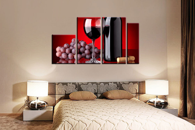 Модульная картина "Вино и виноград"