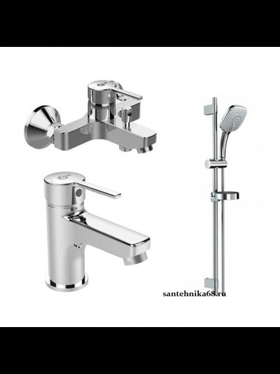 Промо-набор 3 в 1 Ideal Standart Смесители на ванну и раковину и душевой гарнитур IDEALSTYLE + IDEALRAIN B1431AA